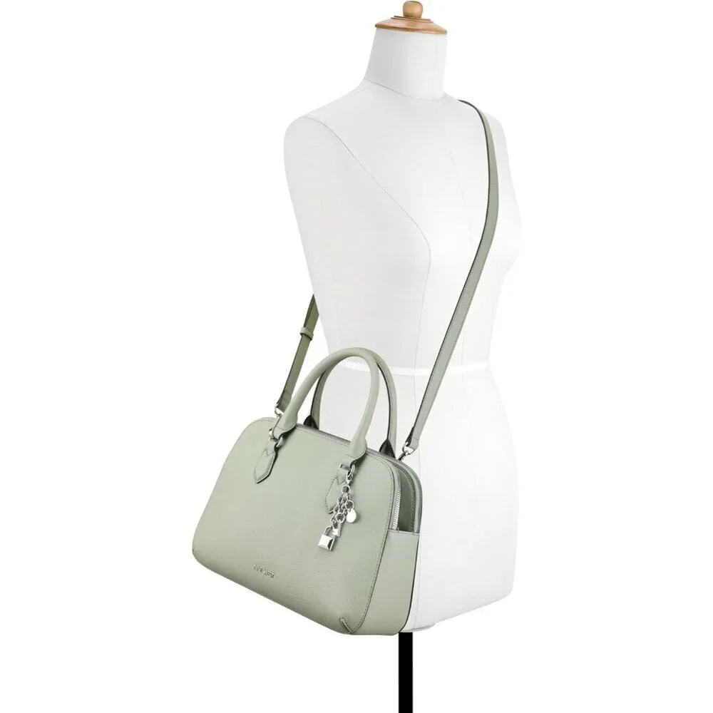 Cibrina Dome Satchel Womens Celadon Cotton Blend Zip Closure Travel Purse